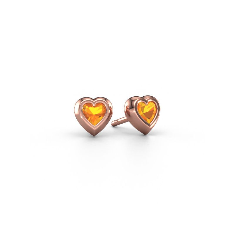 Clous d'oreilles Charlotte 585 or rose citrine 4 mm