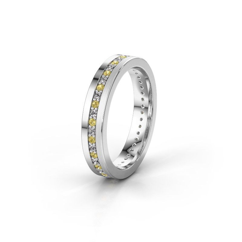 Image of Wedding ring WH0203L14BPM<br/>950 platinum ±4x2 mm<br/>Yellow sapphire 1.3 mm
