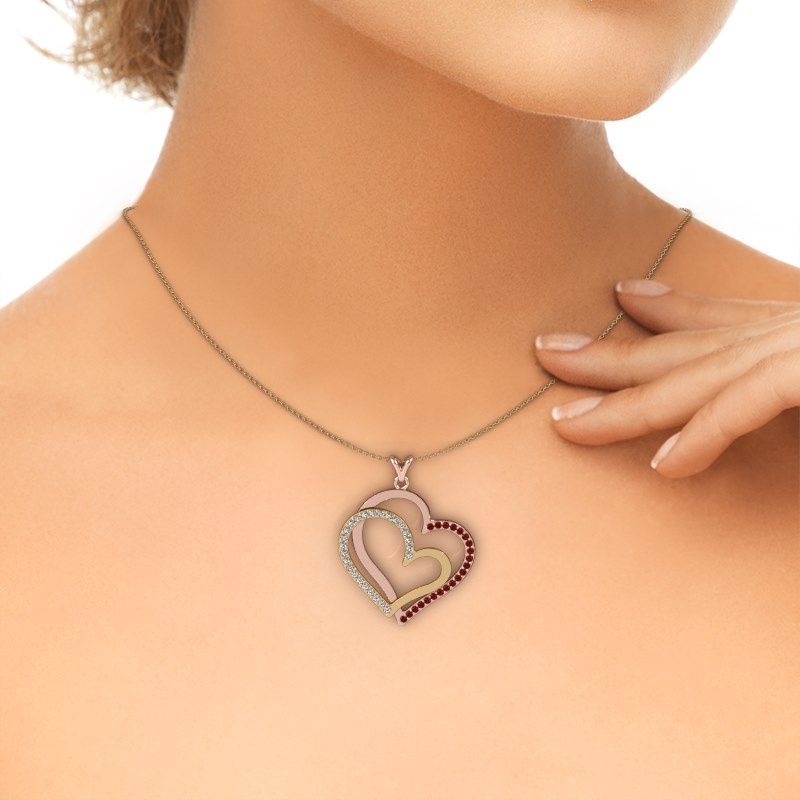 Image de Collier Cathy<br/>585 or rose<br/>Rubis 1.8 mm