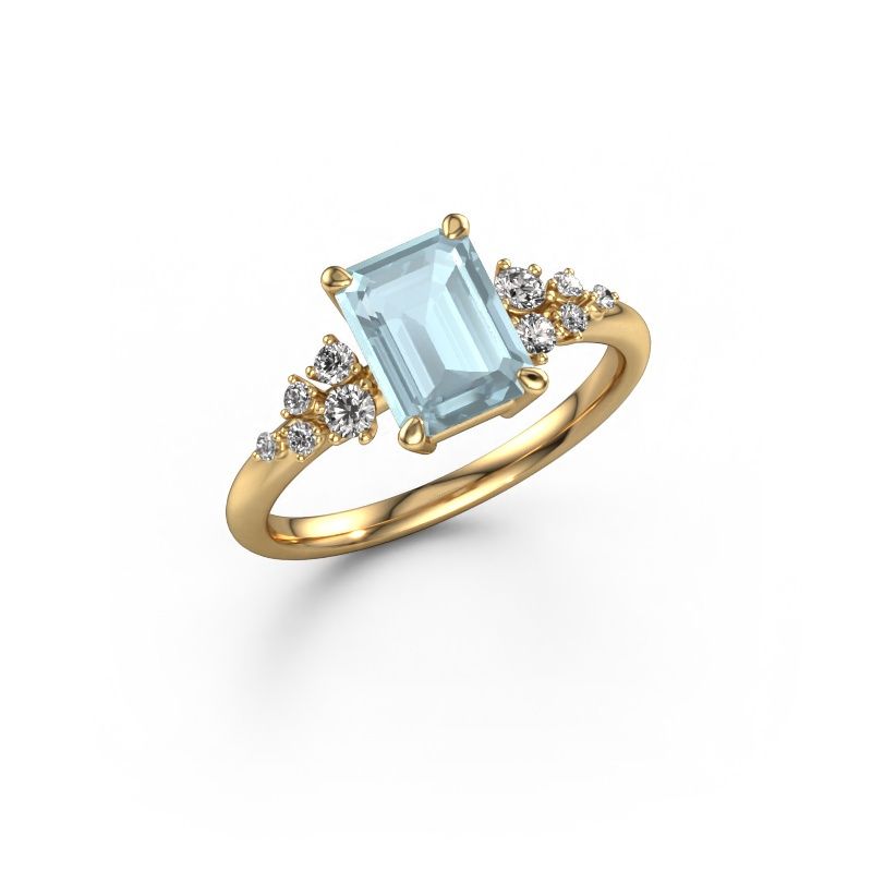Bague de fiançailles Royce EME 585 or jaune aigue-marine 8x6 mm