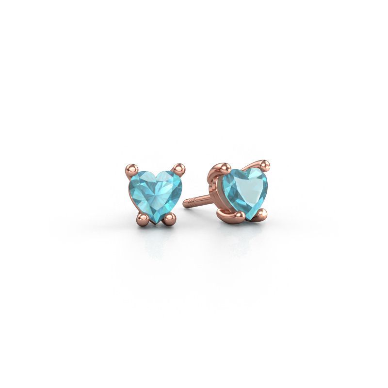 Earrings Sam Heart 585 rose gold blue topaz 5 mm
