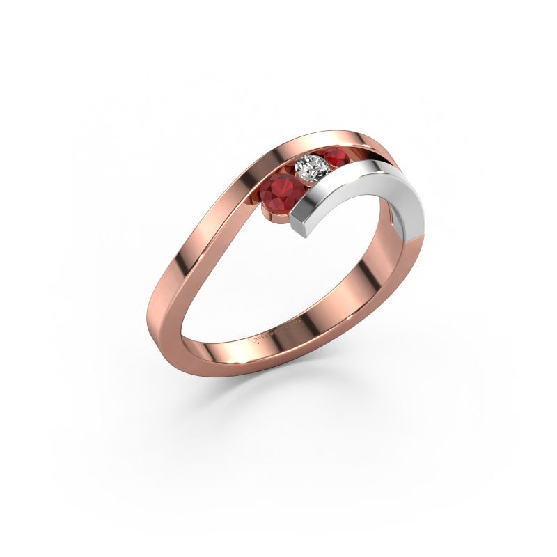 Ring Evalyn 2 585 rosé goud robijn 2.8 mm