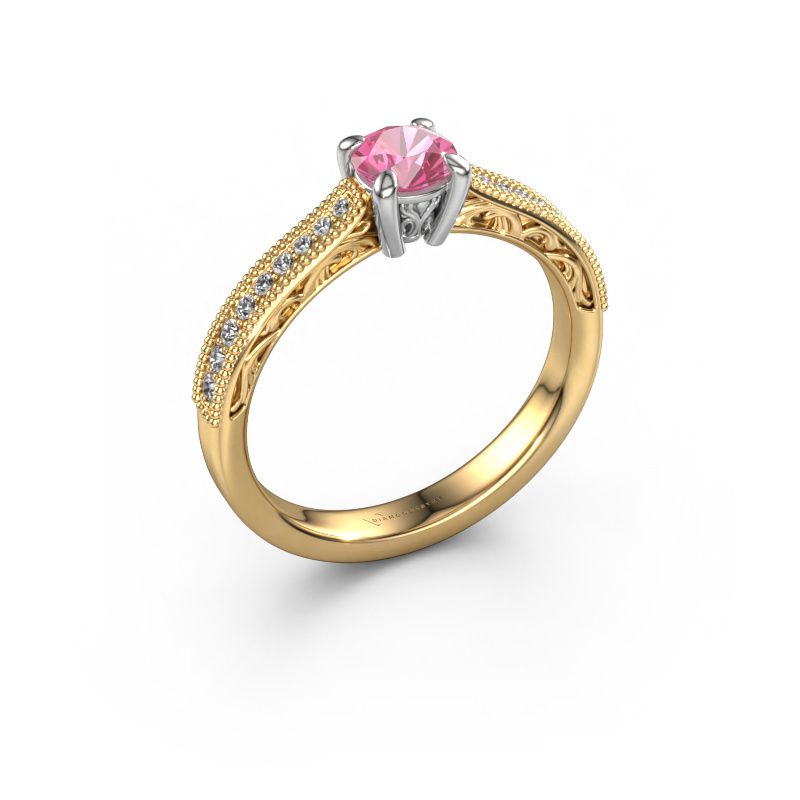 Engagement ring Shonta RND 585 gold pink sapphire 4.7 mm