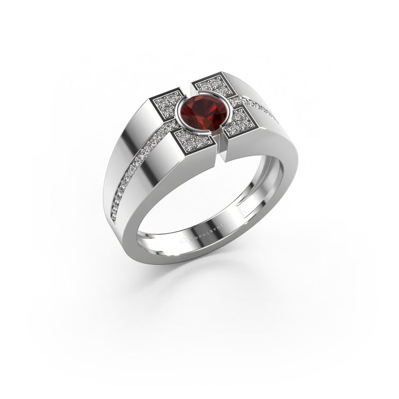 Men's ring Thijmen 950 platinum garnet 5 mm
