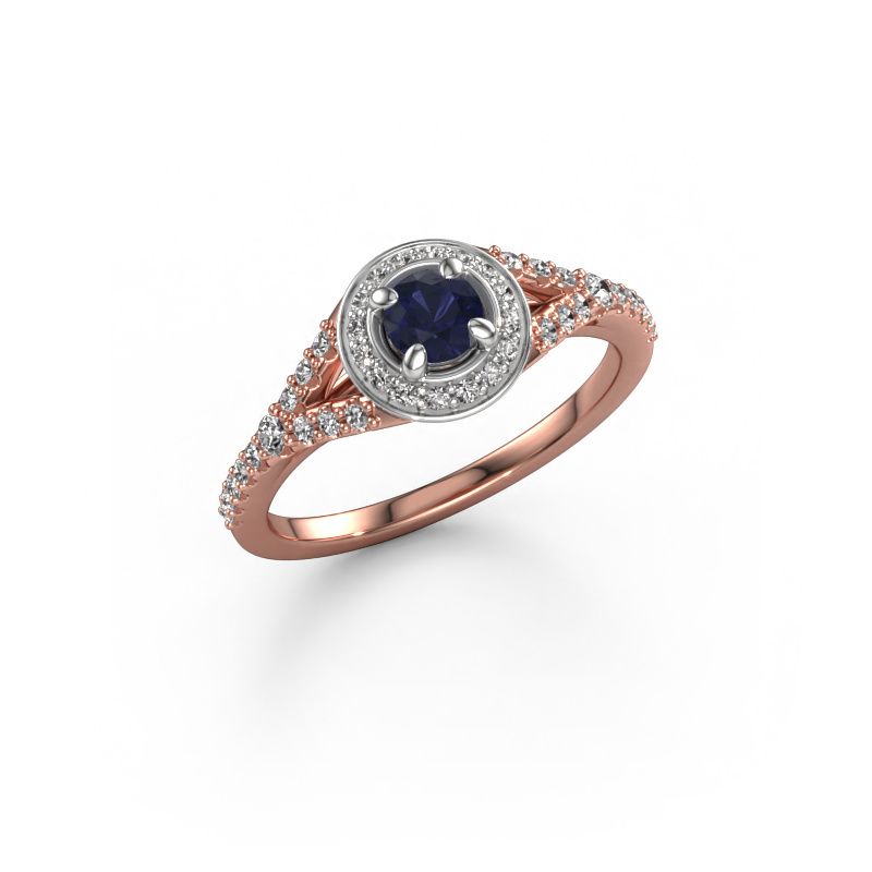 Verlobungsring Pamela RND 585 Roségold Saphir 4 mm