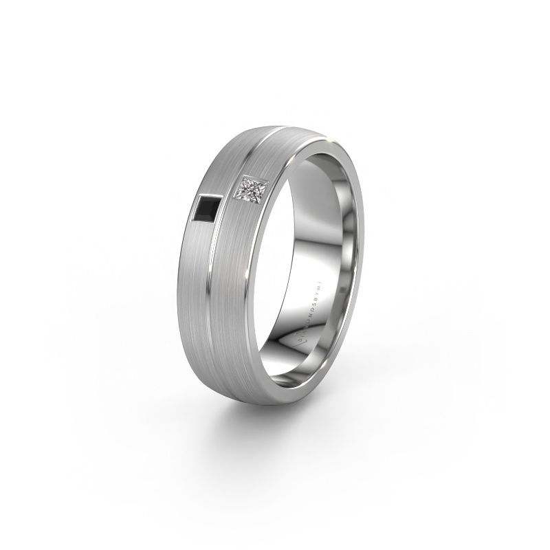 Trouwring WH0250L26BM 585 witgoud zwarte diamant ±6x2 mm