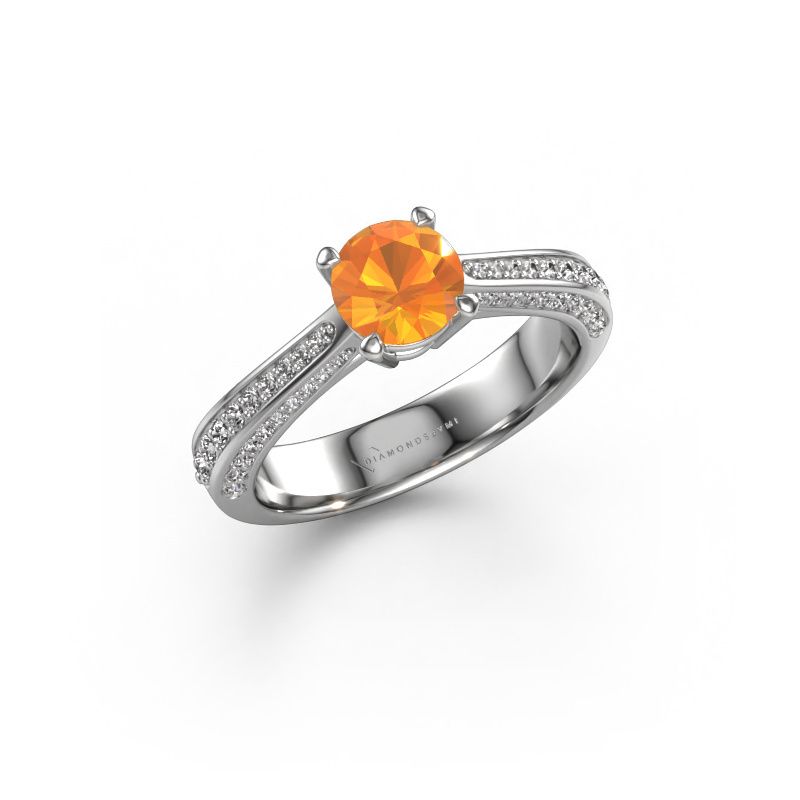 Verlobungsring Ruby rnd 950 Platin Citrin 5.7 mm