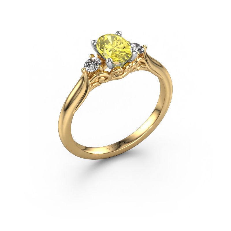 Engagement ring Laurian OVL 585 gold yellow lab grown diamond 7x5 mm