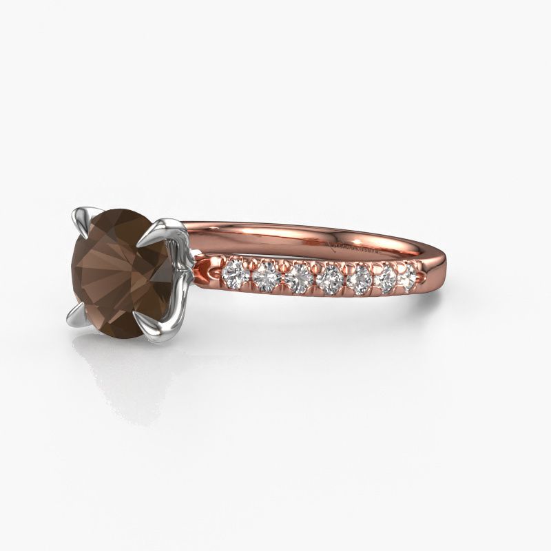 Image of Engagement Ring Crystal Rnd 2<br/>585 rose gold<br/>Smokey Quartz 7.3 Mm