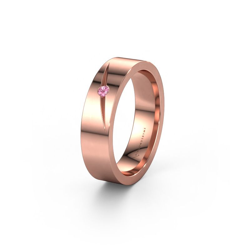 Wedding ring WH0170L15A 585 rose gold pink sapphire ±5x1.7 mm