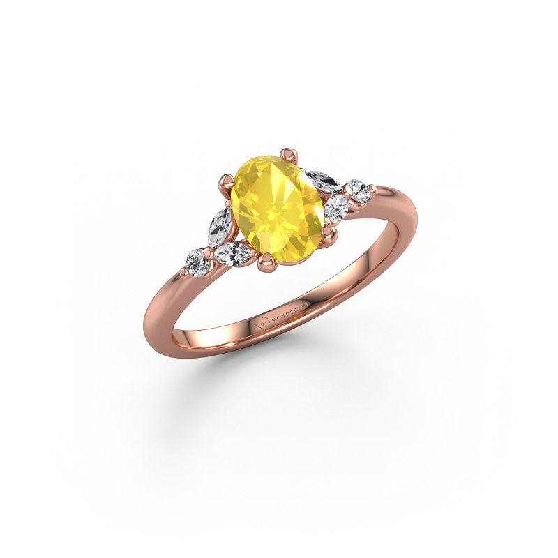 Verlobungsring Megan OVL 585 Roségold Gelb Saphir 7,5x5,5 mm