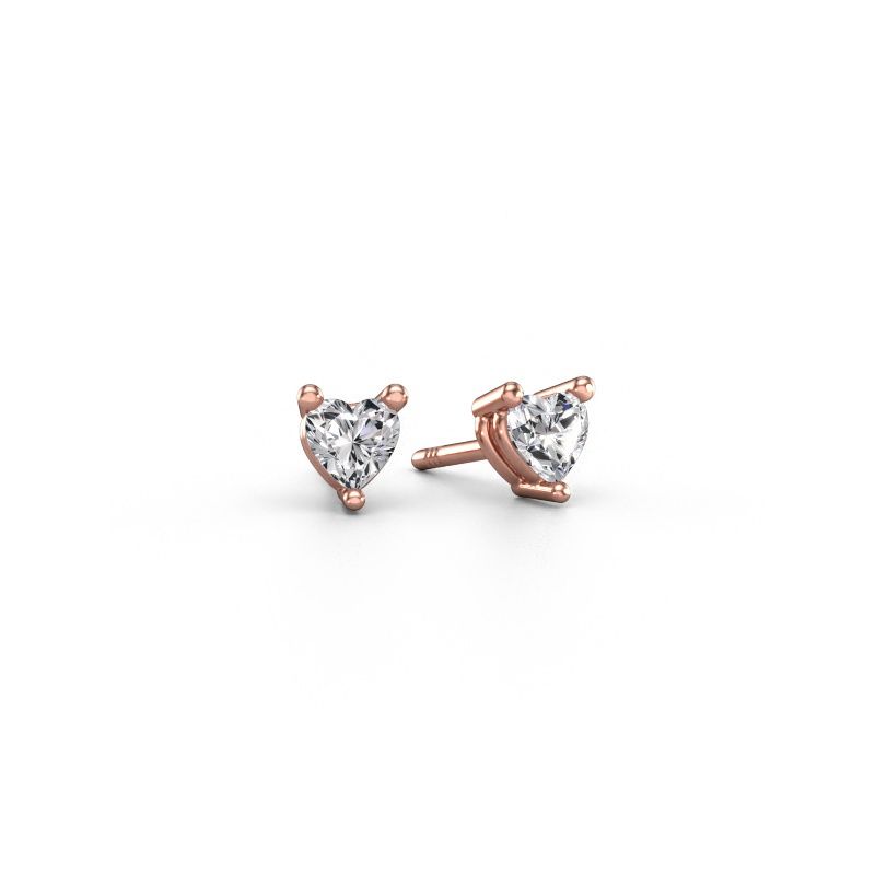 Clous d'oreilles Garnet 585 or rose diamant synthétique 0.50 crt