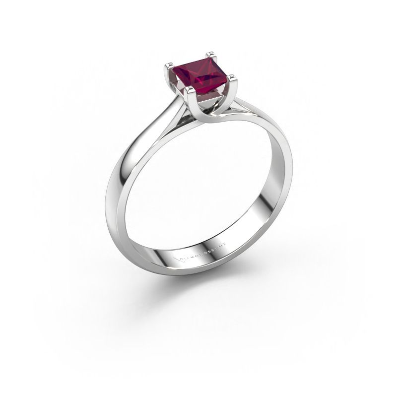 Engagement ring Mia Square 950 platinum rhodolite 4 mm