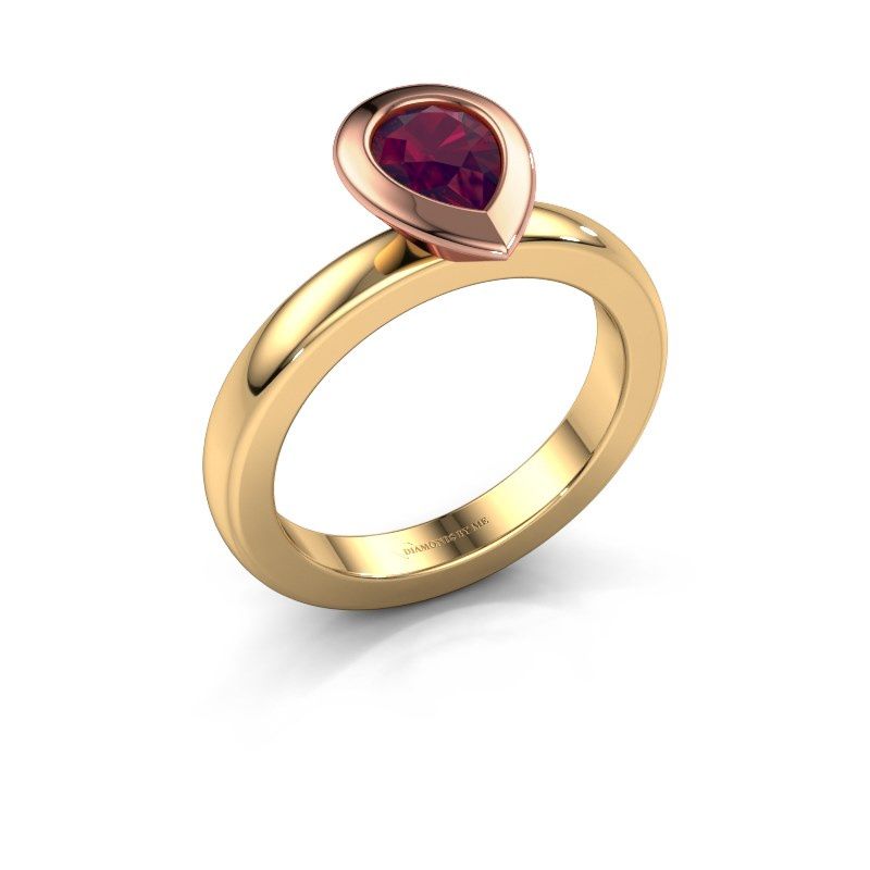 Image of Stacking ring Trudy Pear 585 gold rhodolite 7x5 mm