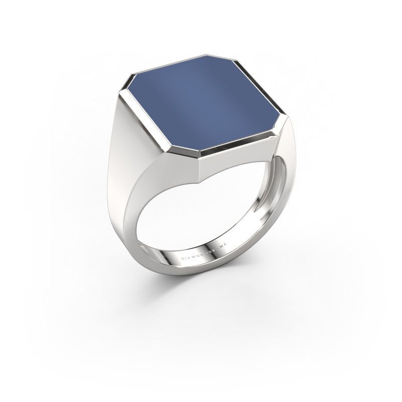 Siegelring Lars 5 light 585 Weißgold Blau Lagenstein 16x13 mm
