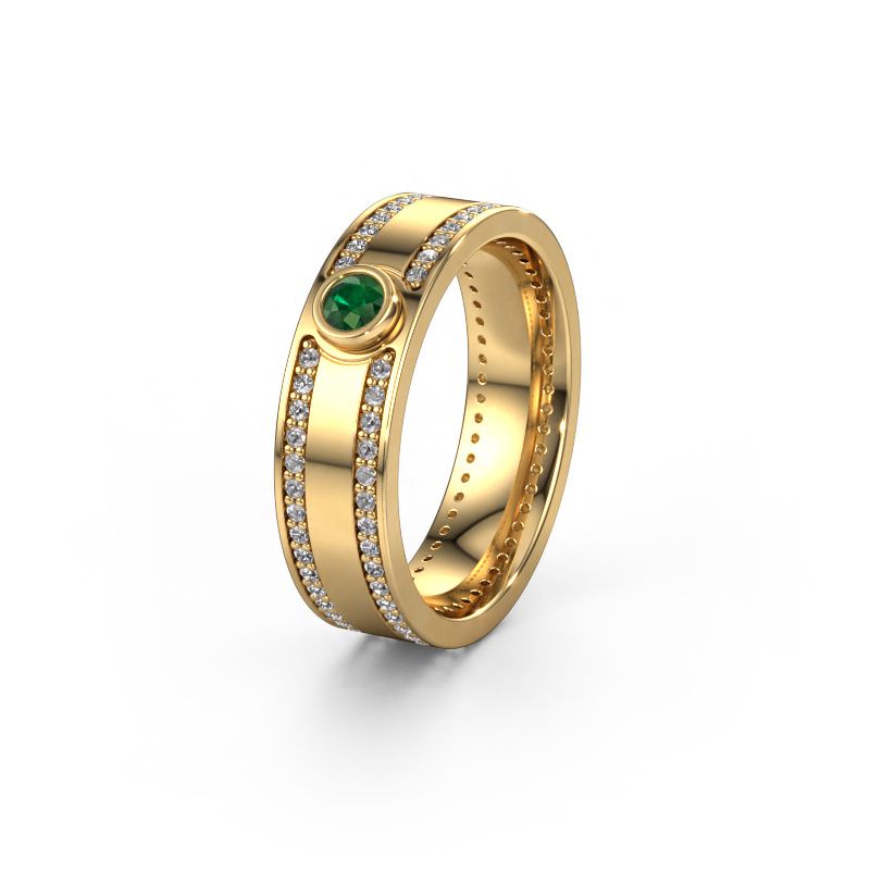 Wedding ring WH2044P 585 gold emerald ±6x2 mm