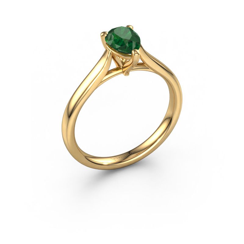 Bague de fiançailles Mignon PER 1 585 or jaune emeraude 7x5 mm