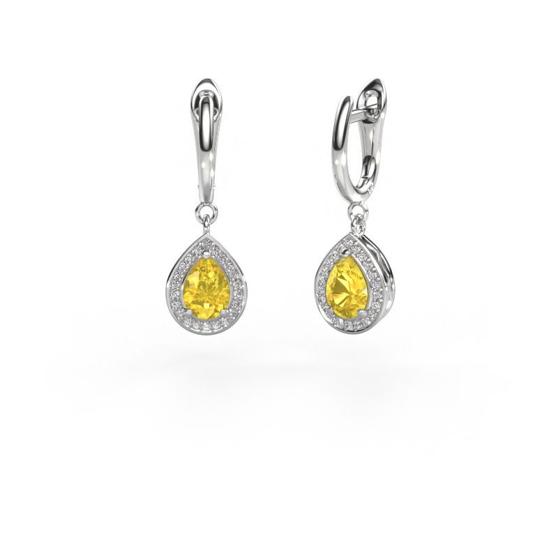 Pendants d'oreilles Ginger 1 950 platine saphir jaune 7x5 mm
