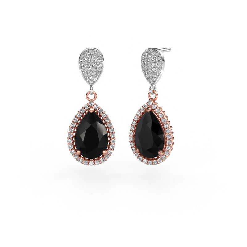 Oorhangers Tilly per 2 585 rosé goud zwarte diamant 7.89 crt
