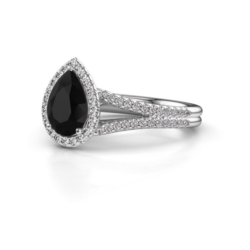 Afbeelding van Verlovingsring verla pear 2<br/>950 platina<br/>zwarte diamant 1.637 crt