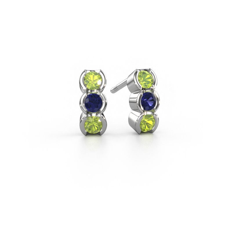 Boucles d'oreilles Lotte 585 or blanc péridot 3 mm