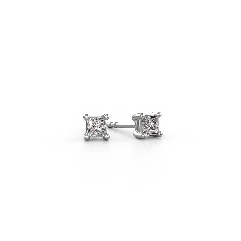 Stud earrings Sam SQR 585 white gold diamond 0.40 crt
