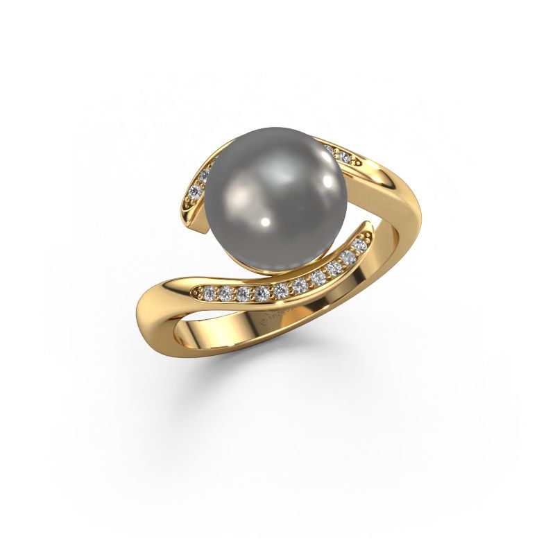 Ring Dedra 585 gold grey pearl 9 mm