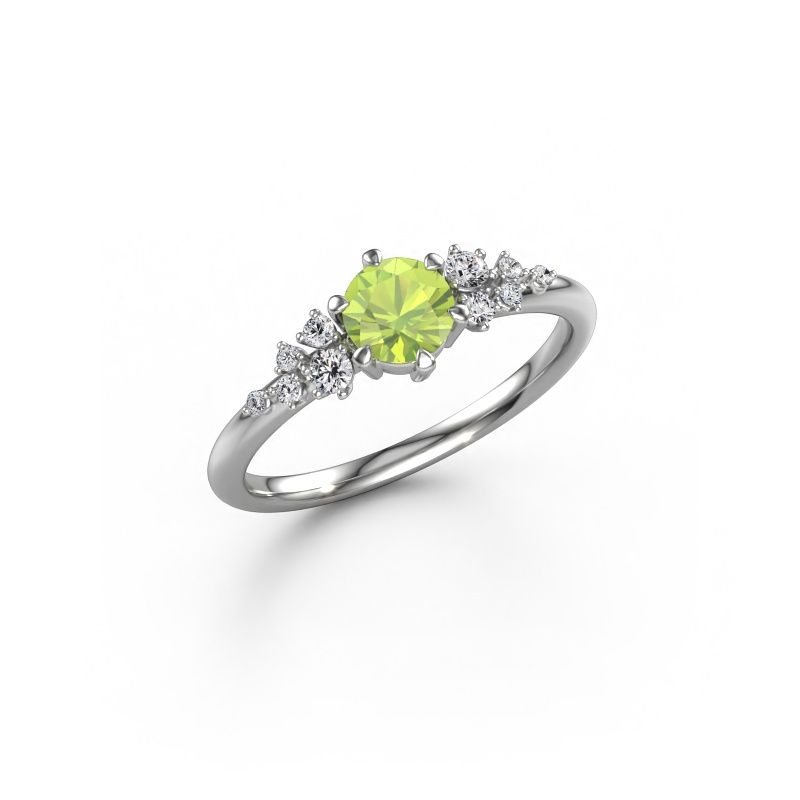 Bague de fiançailles Royce RND 585 or blanc péridot 5 mm