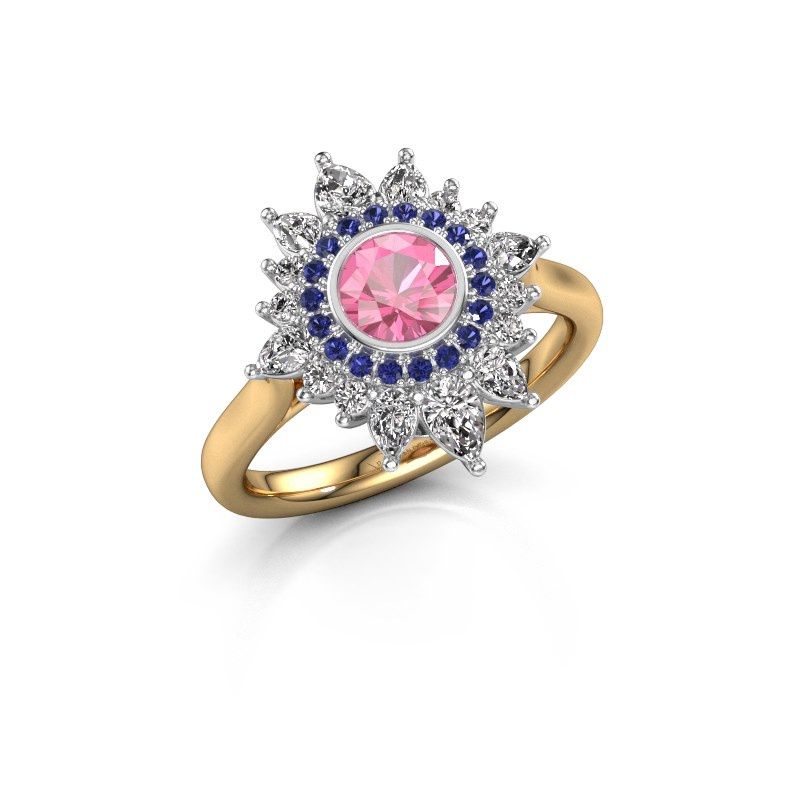 Image of Engagement ring Tianna 585 gold pink sapphire 5 mm