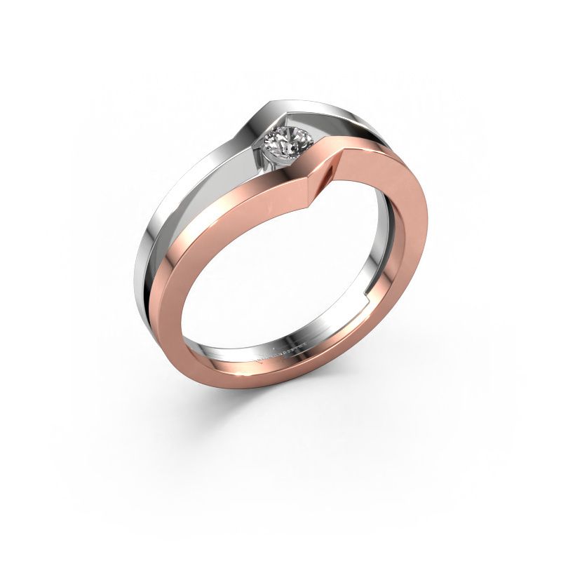 Bague Elize 585 or rose diamant synthétique 0.10 crt