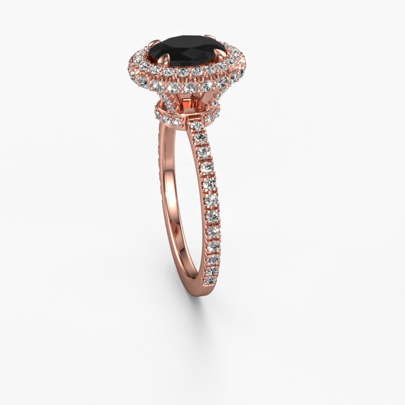 Image of Engagement ring Talitha OVL 585 rose gold black diamond 1.794 crt