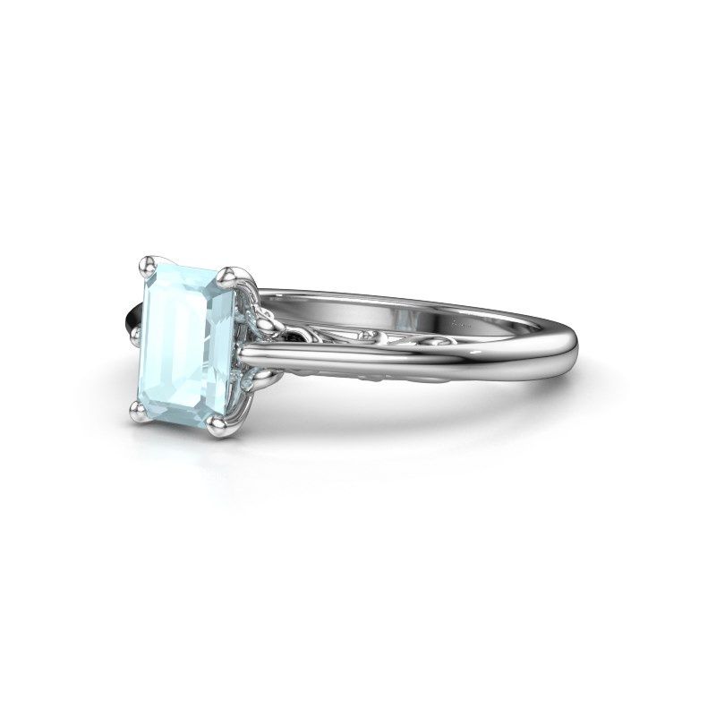 Image of Engagement ring shannon eme<br/>585 white gold<br/>Aquamarine 7x5 mm