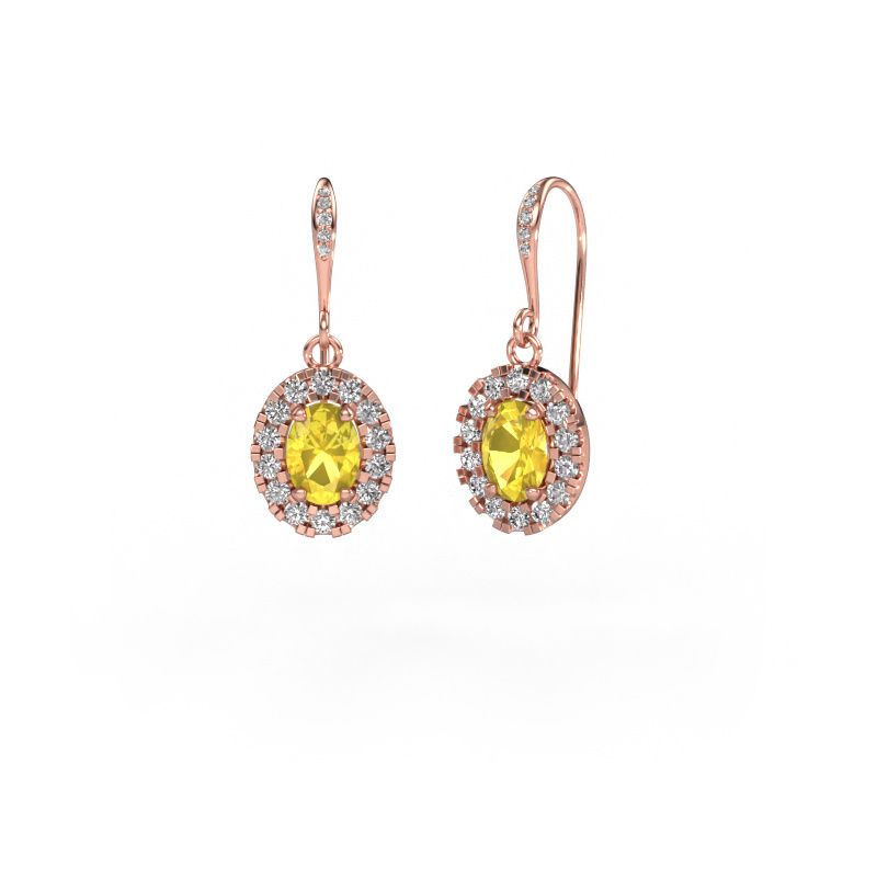 Drop earrings Jorinda 2 585 rose gold yellow sapphire 7x5 mm