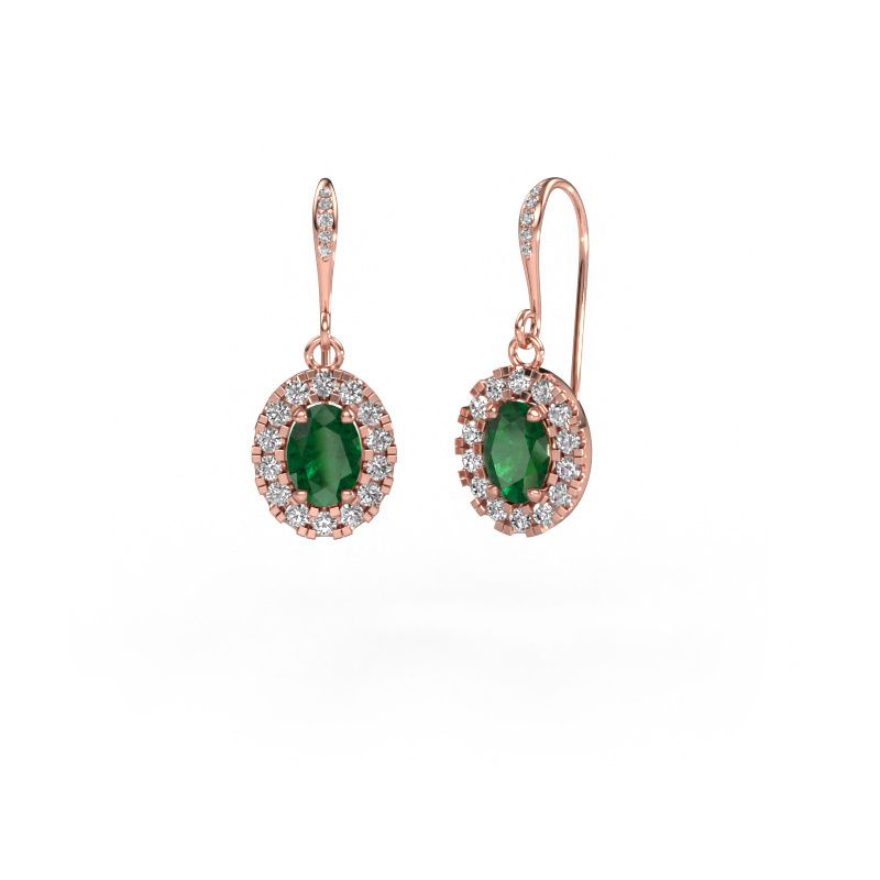 Pendants d'oreilles Jorinda 2 585 or rose emeraude 7x5 mm