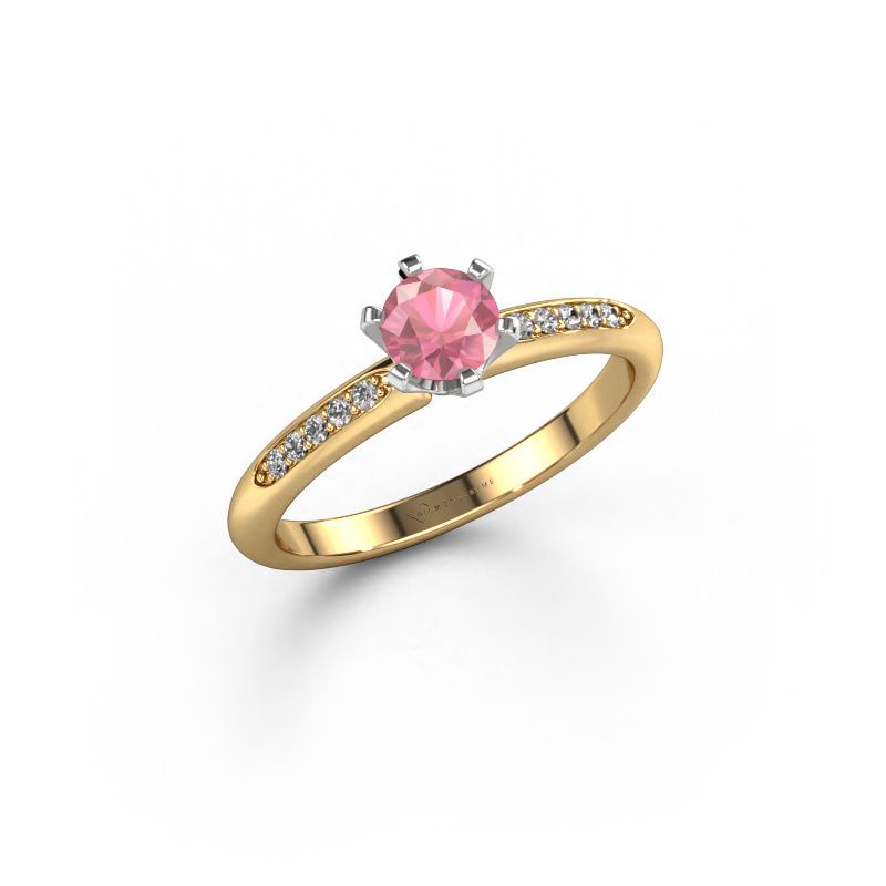 Engagement ring Tiffy 2 585 gold tourmaline pink 4.7 mm