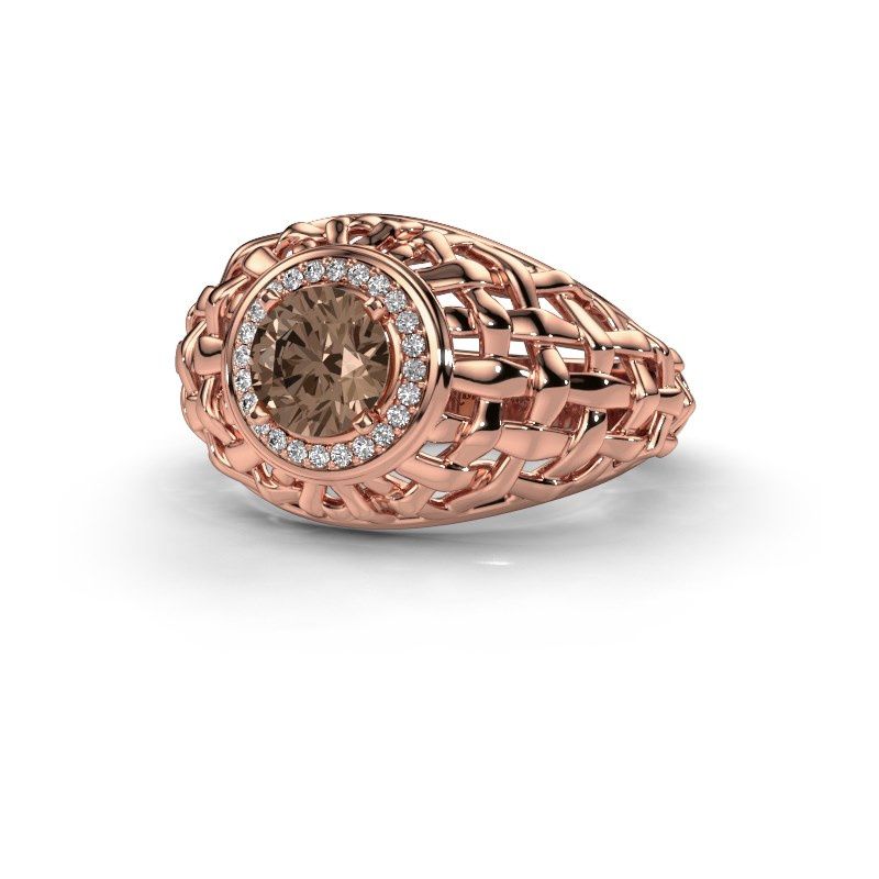 Afbeelding van Pinkring Jens 585 rosé goud bruine diamant 1.12 crt