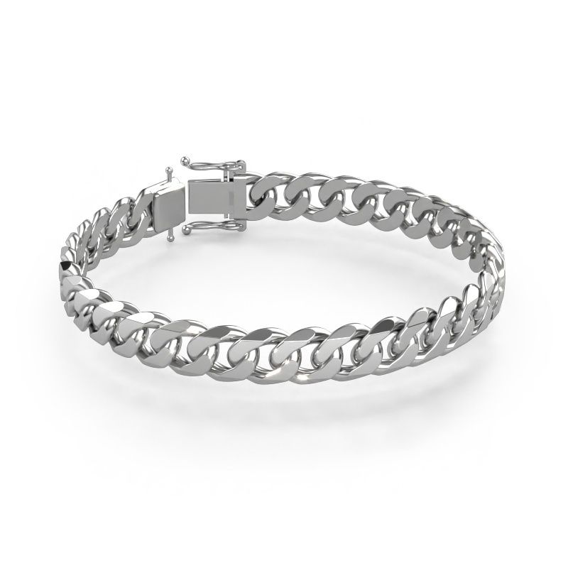 Cuban cuban link bracelet ±0.39 in (10 mm) 585 white gold