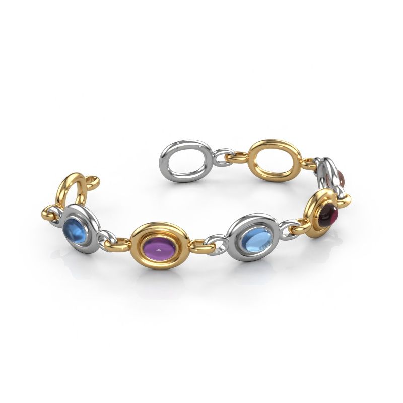 Link bracelet Maxima 5 585 white gold blue topaz 8x6 mm