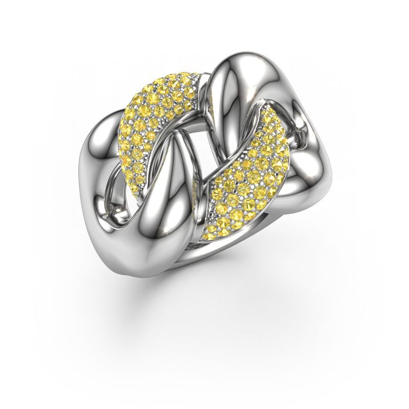 Ring Kylie 2 15mm 950 platina gele saffier 0.8 mm