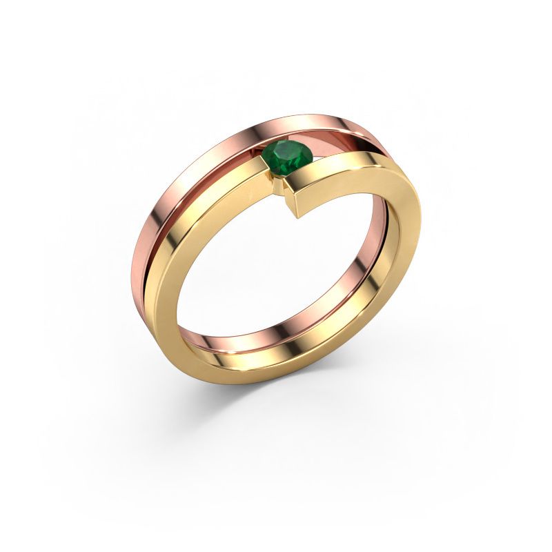 Bague Nikia 585 or rose emeraude 3.4 mm