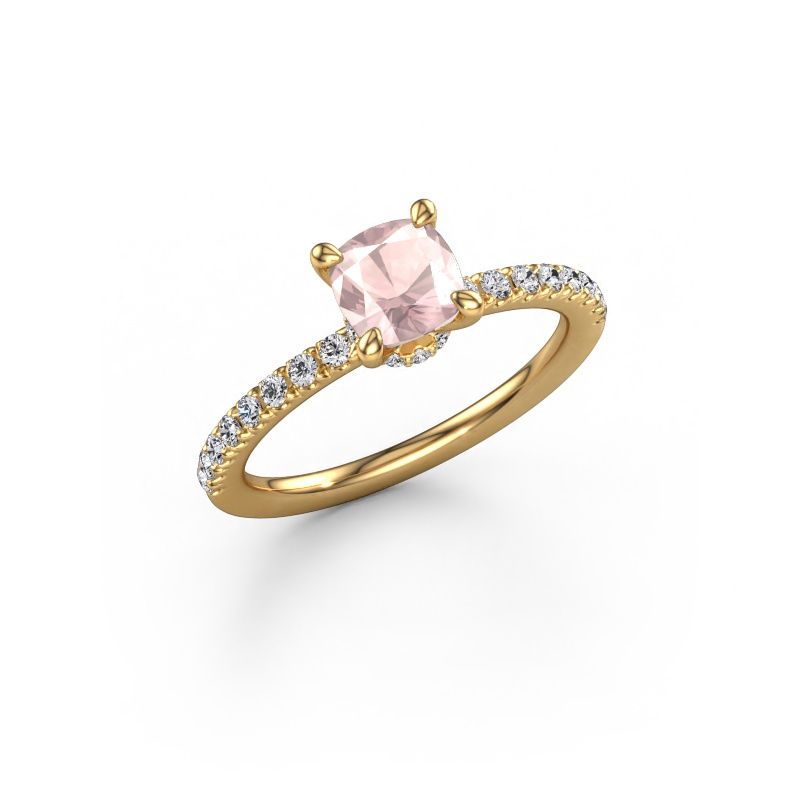Engagement ring Crystal CUS 4 585 gold morganite champagne 5.5 mm