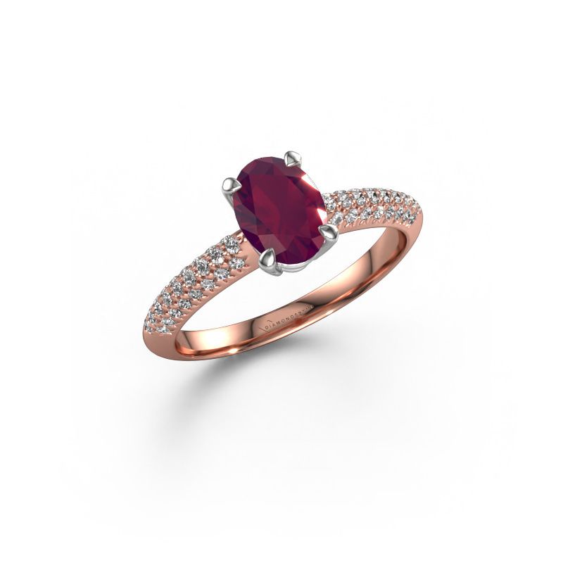 Verlobungsring Morane OVL 585 Roségold Rhodolit 7,5x5,5 mm