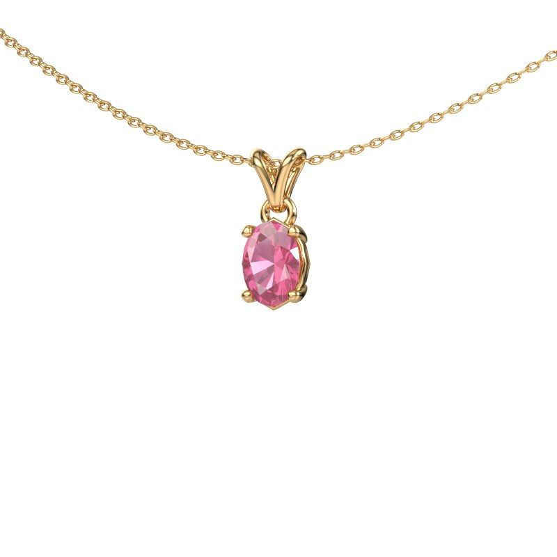 Hanger Lucy 1 585 goud roze saffier 7x5 mm