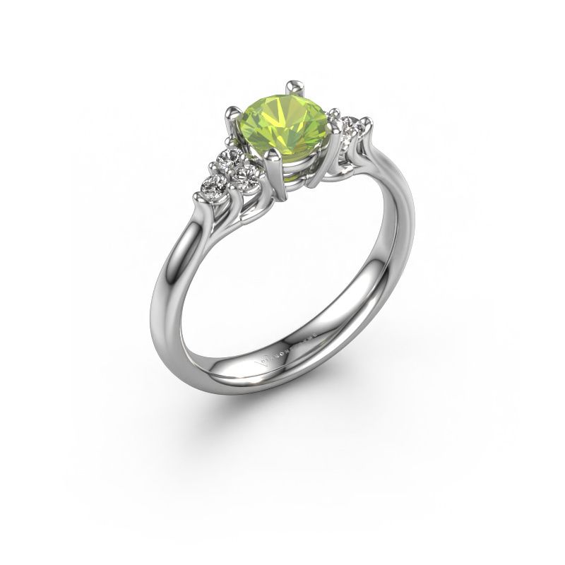Verlobungsring Monika RND 585 Weißgold Peridot 5.5 mm