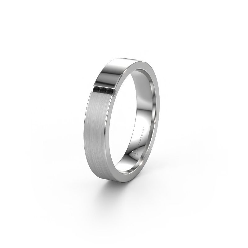 Wedding ring WH1103L14AMP 585 white gold black diamond ±4x1.7 mm
