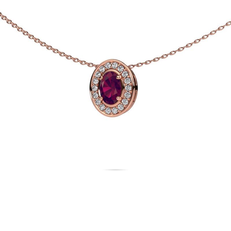 Kette Madelon 585 Roségold Rhodolit 6x4 mm