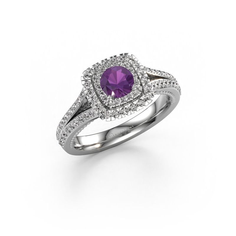 Verlobungsring Annette 585 Weißgold Amethyst 5 mm