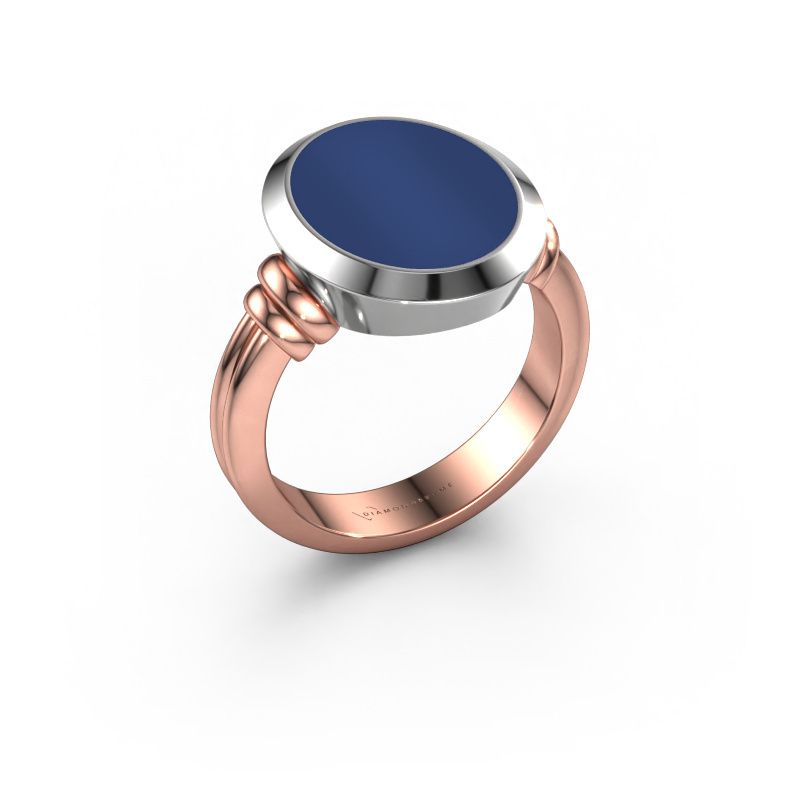 Chevalière Jake 3 585 or rose lapis lazuli 15x12 mm