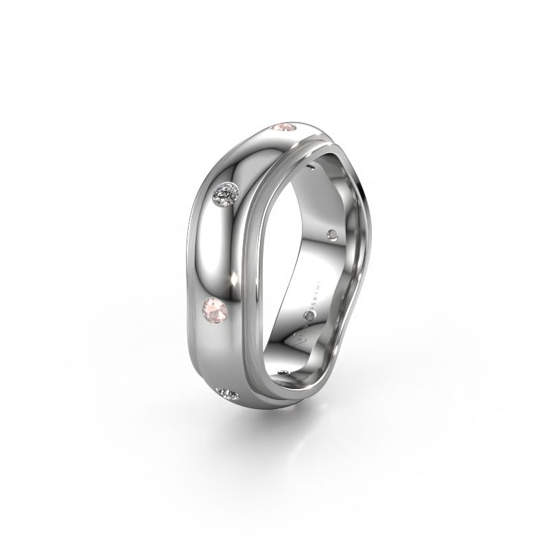 Wedding ring WH2051L26DP 950 platinum morganite champagne ±0.24x0.09in
