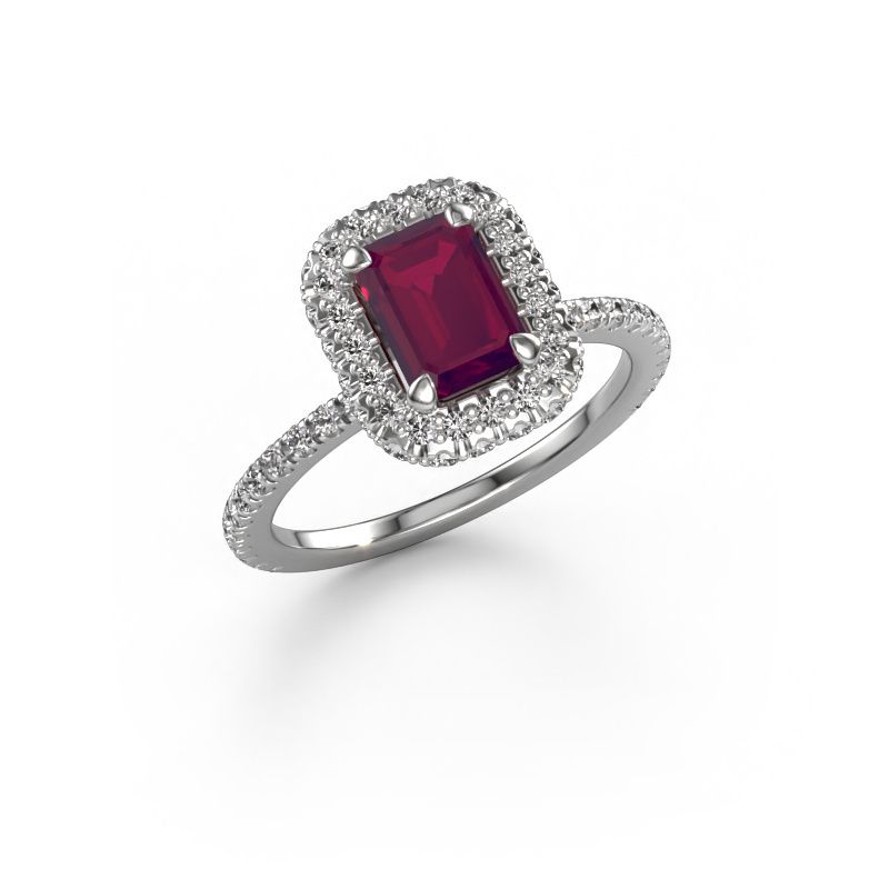 Verlovingsring Talitha EME 585 witgoud rhodoliet 7x5 mm